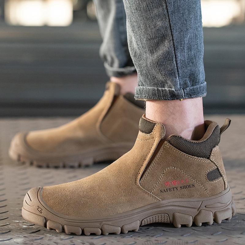 Мужские рабочие ботинки, защитные ботинки со стальным носком, непробиваемая обувь для сварщиков