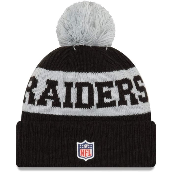 Bonnet - New Era - Las Vegas Raiders - Tricot D'hiver - Pompon Amovible - Nfl Sideline 2020/2021