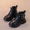Boys' Fleece Cotton Boots Children's Non-slip British Style Cowhide Ankle Boots