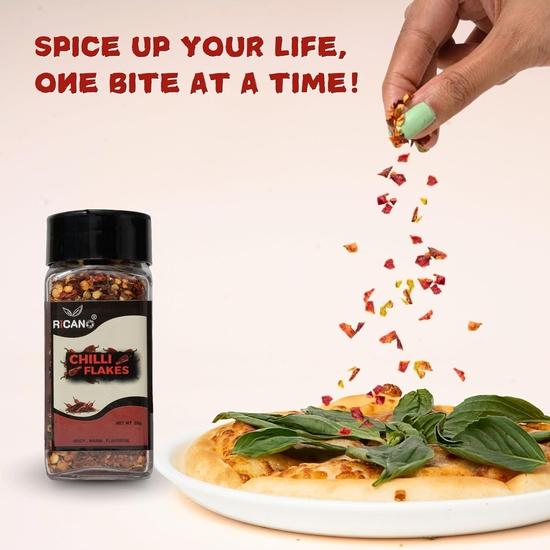 Хлопья чили Ricano 35г | Сушеный красный перец чили | Идеально для приготовления пищи, гриля, приправ | Оживите вашу кухню (35 г, 1 шт.)