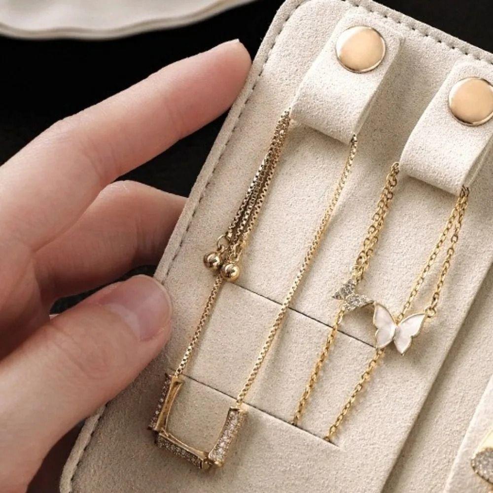 Roll Up Design Jewelry Storage Bag PU Leather Ring Holder Durable Jewelry Roll Bag Travel Use