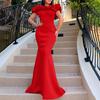European and American Women's One-Shoulder Fishtail Evening Dress - Solid Color Summer Long Skirt