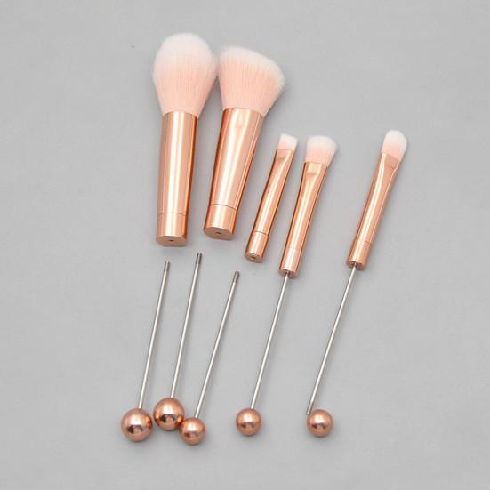5 шт./компл. набор кистей для макияжа, сделай сам, металлическая ручка, бисер, тонкая мягкая щетина, натуральные нежные кисти с эффектом макияжа