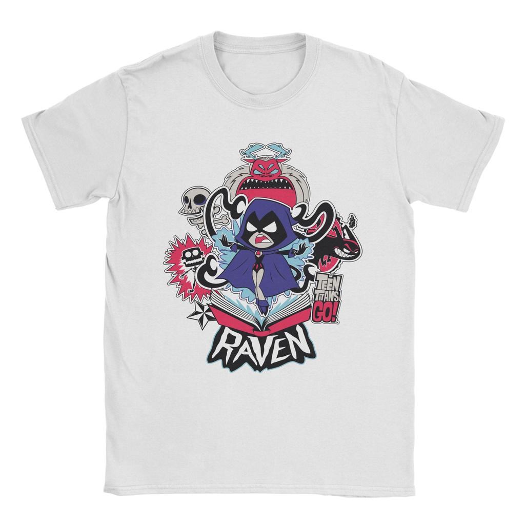 Каваий Юные Титаны Вперед Рейвен Демонические Силы Графическая футболка Мужские топы с коротким рукавом и круглым вырезом Хлопковые летние топы