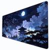 Anime Pagoda Moon Night Large Mouse Pad Xxl Full Moon Sakura Branches Misty Japanese Temple Starry Dark Blue Sky Fantasy Night