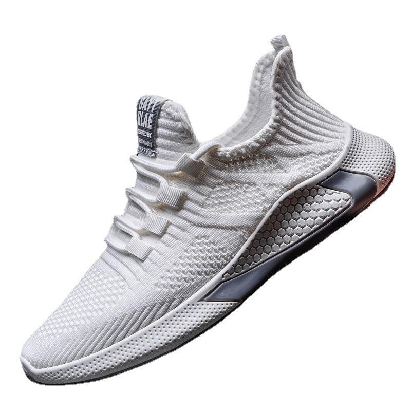 Spring and Summer New Men's Shoes Trend Breathable Fly-woven Sports Shoes Low-top Casual Shoes Lace-up Running Shoes Shoes