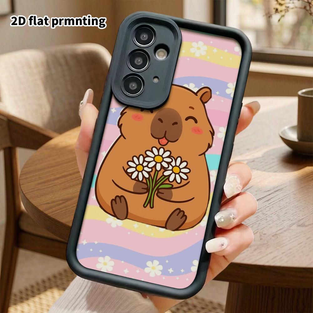 Phone Case: 2D Flat Samsung Galaxy A34 A35 M05 M06 S20 S22 S21 FE Plus 5G Step Protective Case, Energetic Healing Capybara, Christmas and Halloween Gi