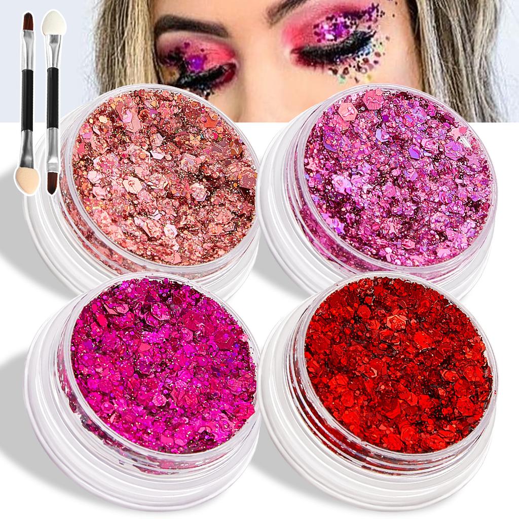 Popular Sequins Gel Glitter Gel Body Facial Hair Eye Stage Makeup Highlight Powder Sequins