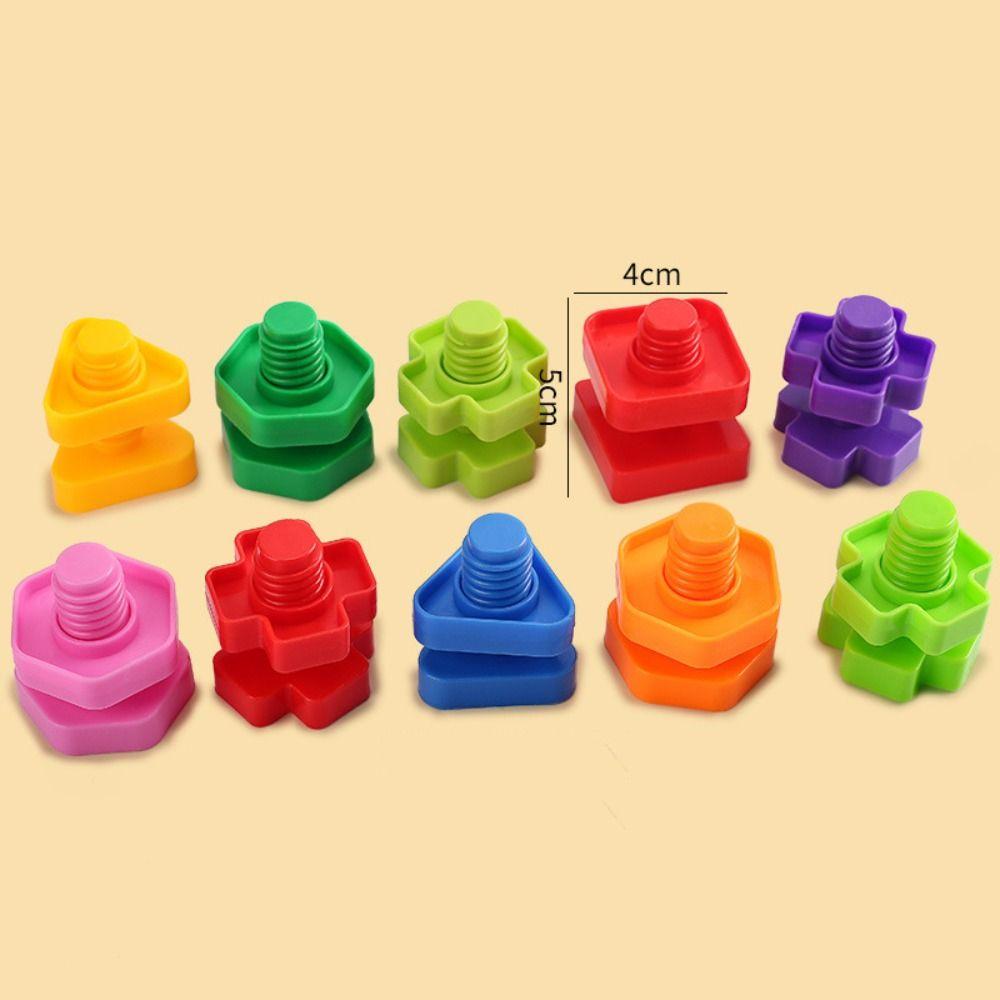 Educational Plastic Insert Blocks Montessori Nut Shape Toys Screw Building Blocks Kids Gift