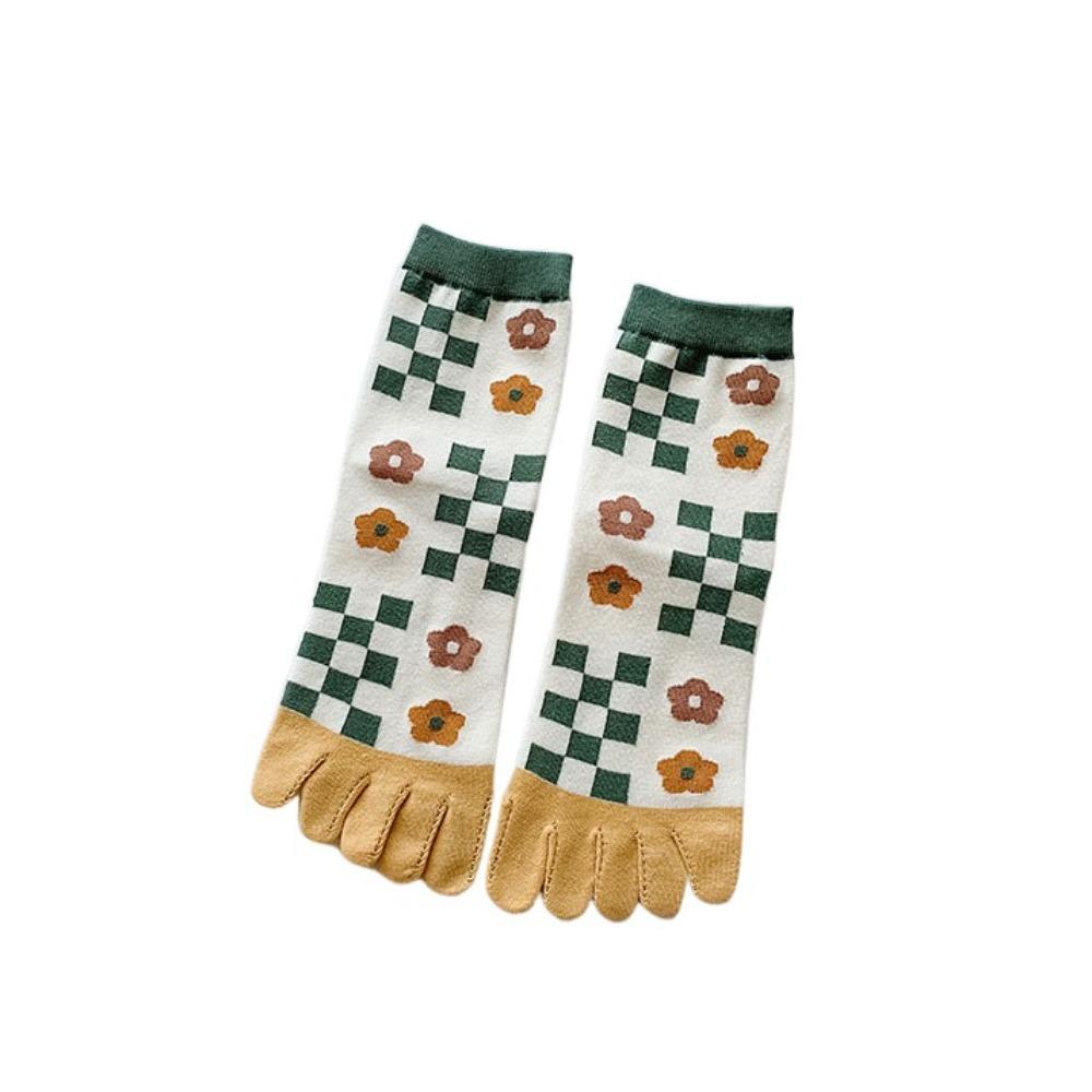 Breathable Five Finger Tube Socks Flower Toe Mid-calf Socks Soft Split Toe Short Socks  Daily