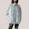 adidas Stella McCartney Collaboration Полосатый узор с полным принтом и воротником-стойкой, куртка с длинными рукавами, женская куртка, белая HT1102