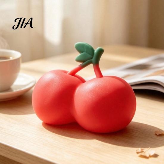 Elastic Cherry Toy Realistic Stress Relief Toy, Giant Squeeze Fidget Portable Reliever Soft Stretchy Simulation Fruit Sensory for Anxiety