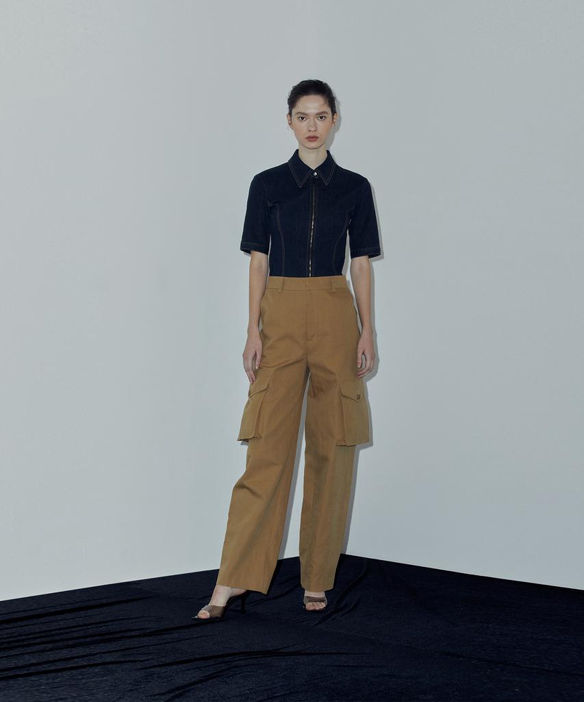 DRAE Linen-Blend Cargo Pants_Beige