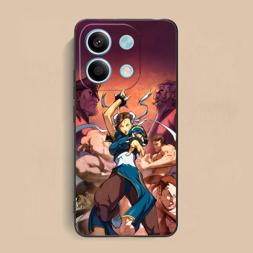 Street Fighter Chunli Phone Case for Xiaomi Redmi Note 14 13 12 11 10 9 S A Pro Plus Lite 5G Black Pretty Luxury Cover