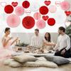 22pcs Valentines Day Party Decorations – Red Pink Paper Fans, Honeycomb Hanging, Tissue Pom Poms Kit for Classroom, Office, Birthday, Galentines