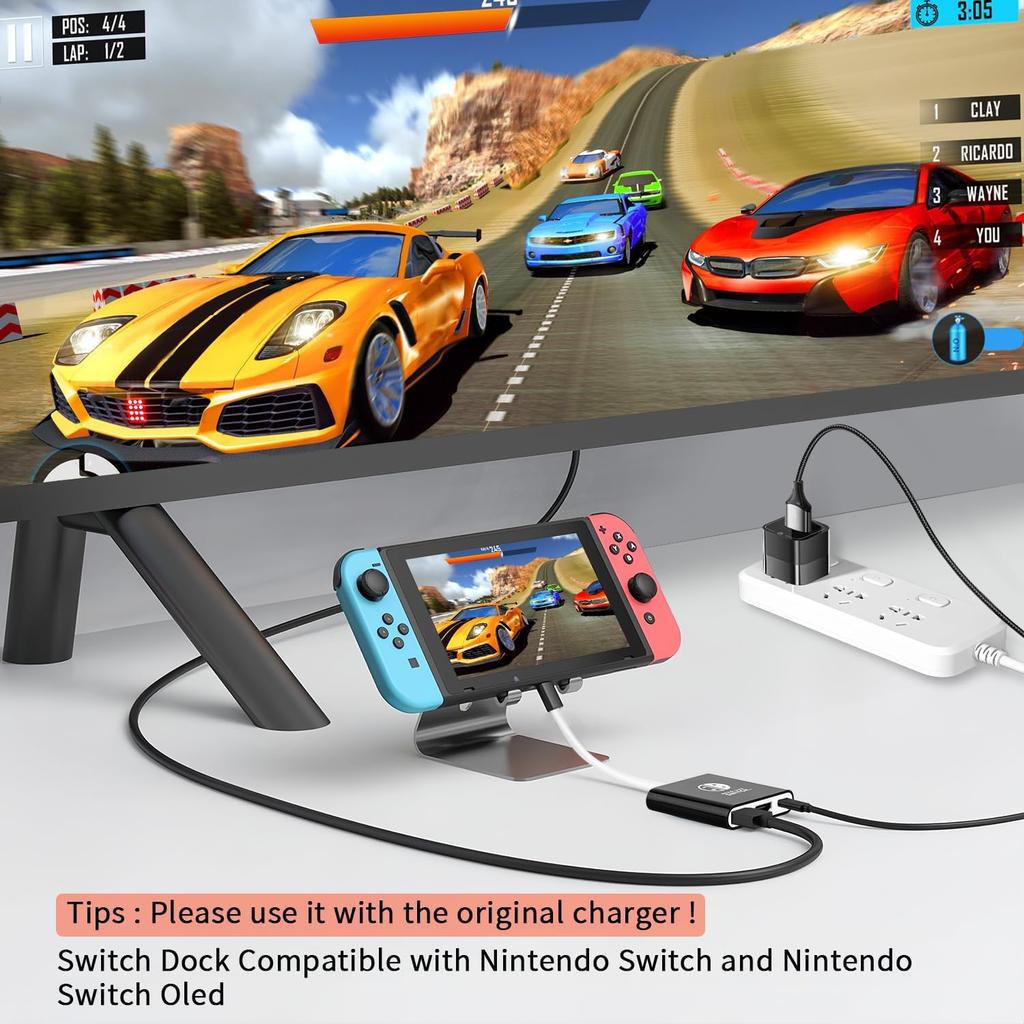 Портативная док-станция-адаптер 3-в-1 TUTI с HDMI, USB 3.0 и портом для зарядки для консоли Switch, телевизора и игровых устройств