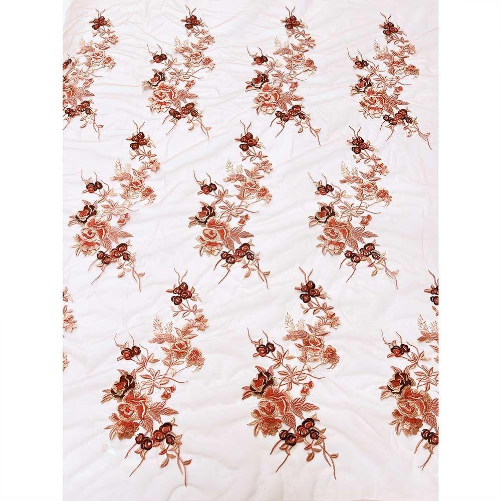 3D Flower Floral Embroidered Patches Mesh Bottom Wedding Dress Stickers  Clothing Decoration