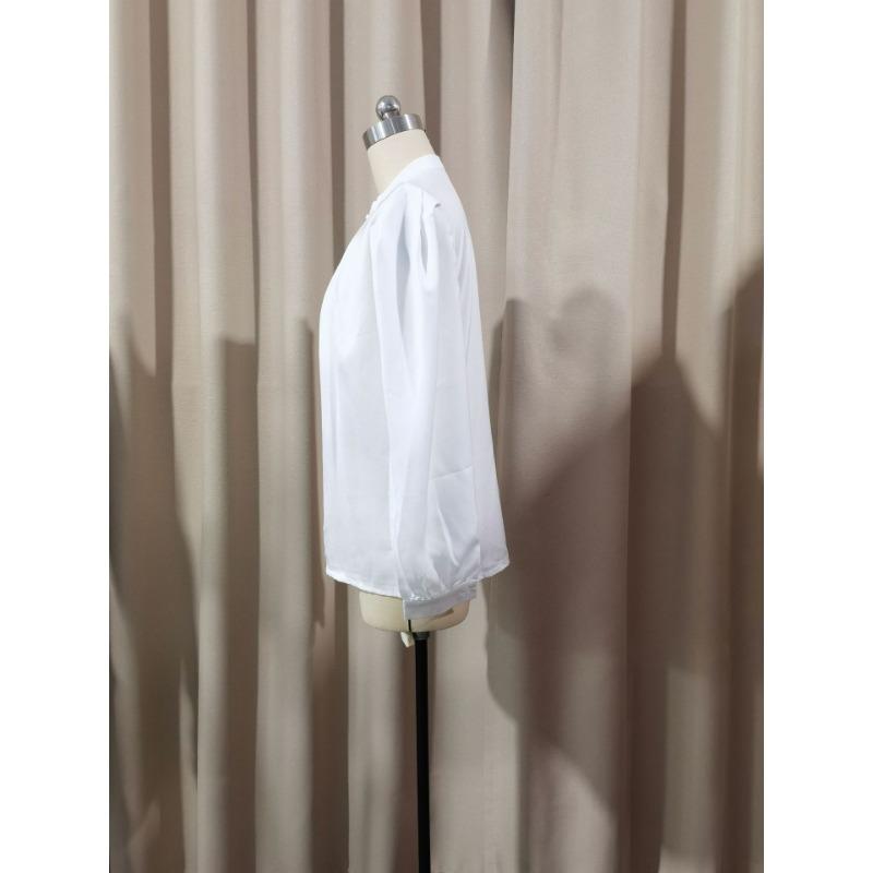 Новая элегантная однотонная женская повседневная рубашка с лацканами, модная блузка с длинными рукавами на одной пуговице, свободного кроя.