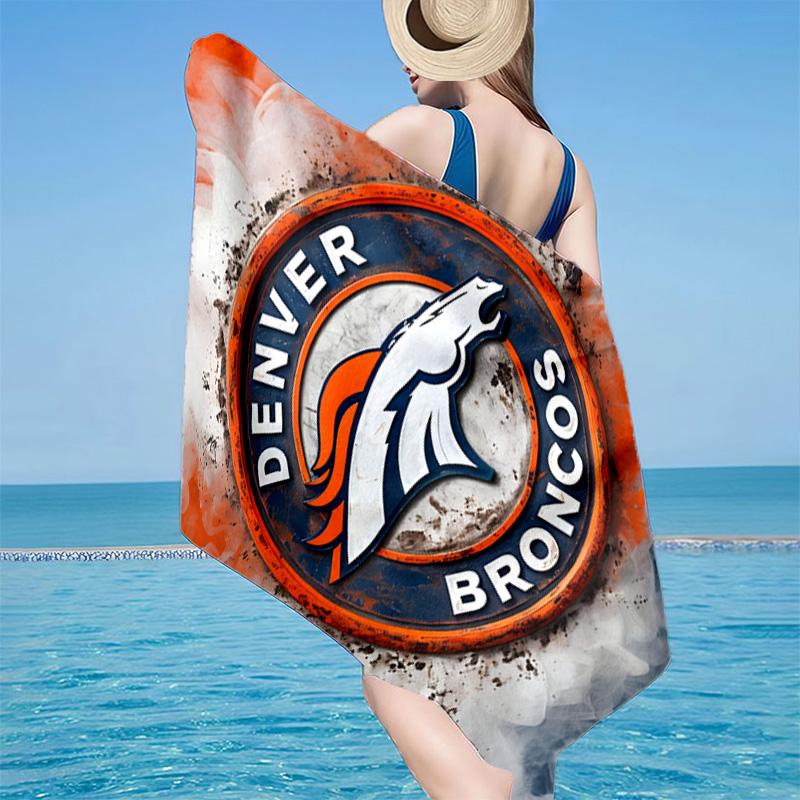 Denver Broncos Logo Microfiber Beach Towel, Lightweight And Quick-Dry, for Summer Travel, Beach Essential, Swimming Pool