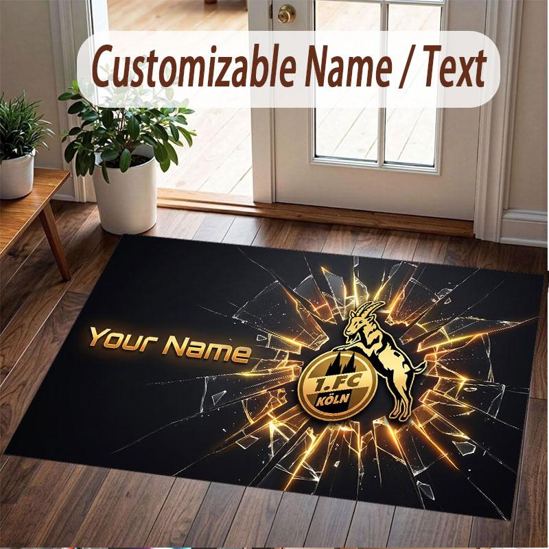 Custom Rug FC Köln Pattern Print Name Text Soft Non‑Slip Floor Carpet for Home Indoor Decoration