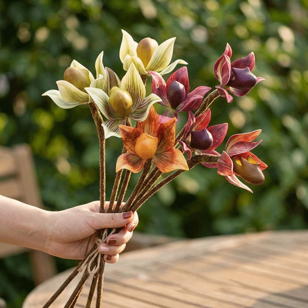 Lifelike Artificial Slipper Orchid Real Touch Imperial Slipper Orchid  Home Restaurant