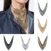 Aesthetic Leopard Print Necklace Chain Choker Detachable Collar Metal Triangular Scarf  Girls