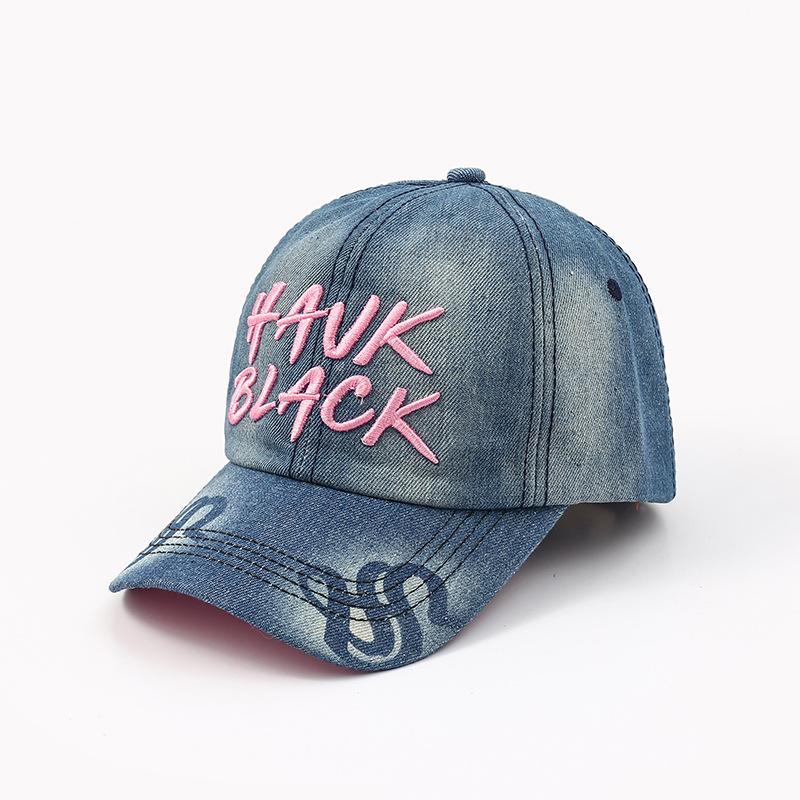 Новая джинсовая бейсболка с английским алфавитом, летняя солнцезащитная шляпа, женская модная кепка с изогнутым козырьком, кепка большого обхвата головы