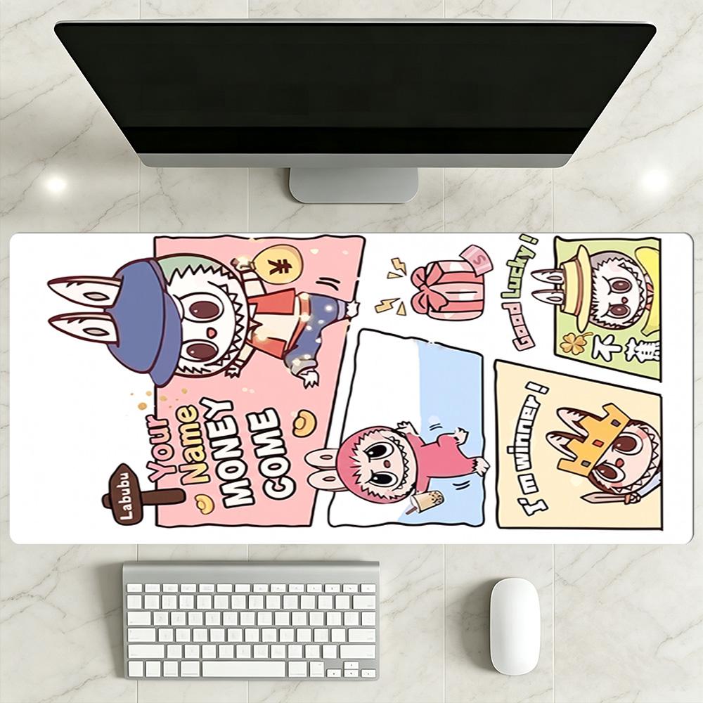 Labubu Personalized Name Mouse Pad Gamer Mousepad Ultra-Long Desk Mat Non-Slip Rubber Bottom Office and Gaming Desk Decoration