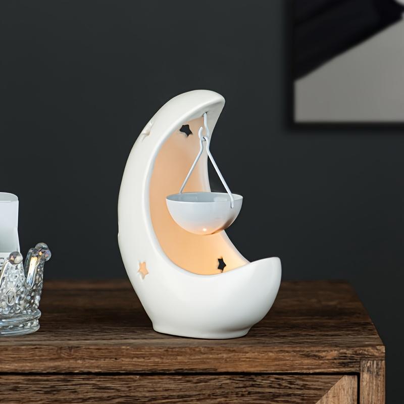 Creative Black and White Star and Moon Pattern Aromatherapy Tower Candle Ceramic Aromatherapy Wax Melting Heater Essential Oil Burner