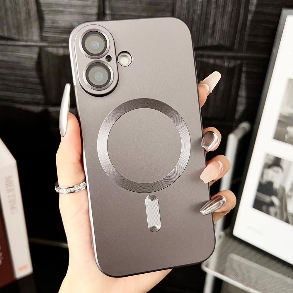 Металлический магнитный мягкий чехол для iPhone 16 Pro Max 15 14 Plus 11 12 13 беспроводной зарядки силиконовый защитный чехол для объектива