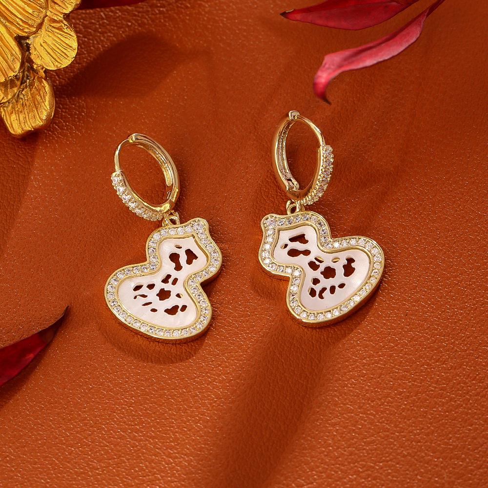 Праздничные красные серьги-тыквы с цирконом – дизайн Ruyi на китайский Новый год