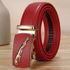 Men's Earth Green Leather Belt Yellow Cowhide Red Automatic Buckle Belt Blue White Orange Color Pant Belt