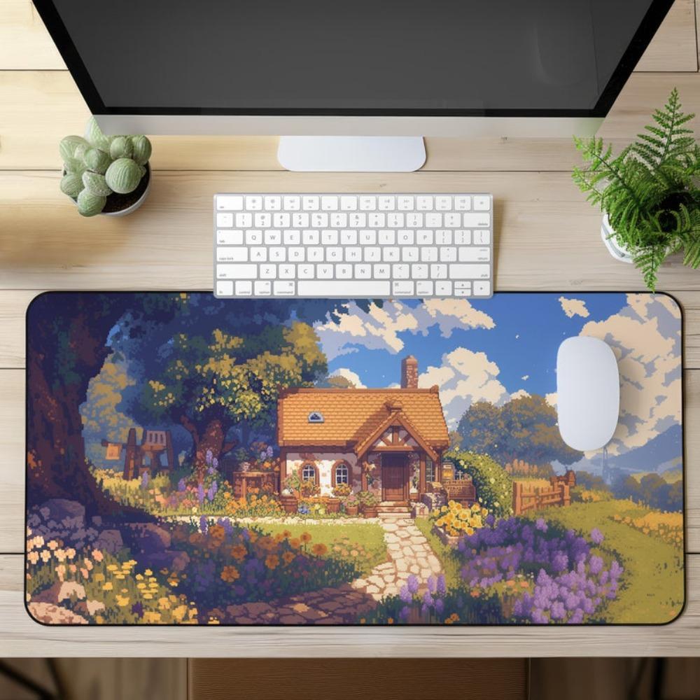 Desk Mat Aesthetic Cozy Pixel Art Alfombrillas Para Escritorio Desk Accessories Desk Organizers And Trays Tapis De Souris
