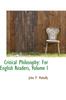 Книга Critical Philosophy : For English Readers, Volume I