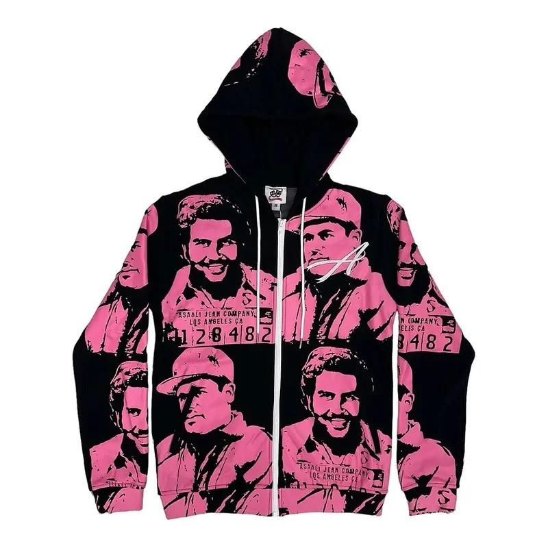 Y2K Vintage Loose Zip Hoodie Unisex Streetwear Hip Hop Graphic Sweatshirt Plus Size