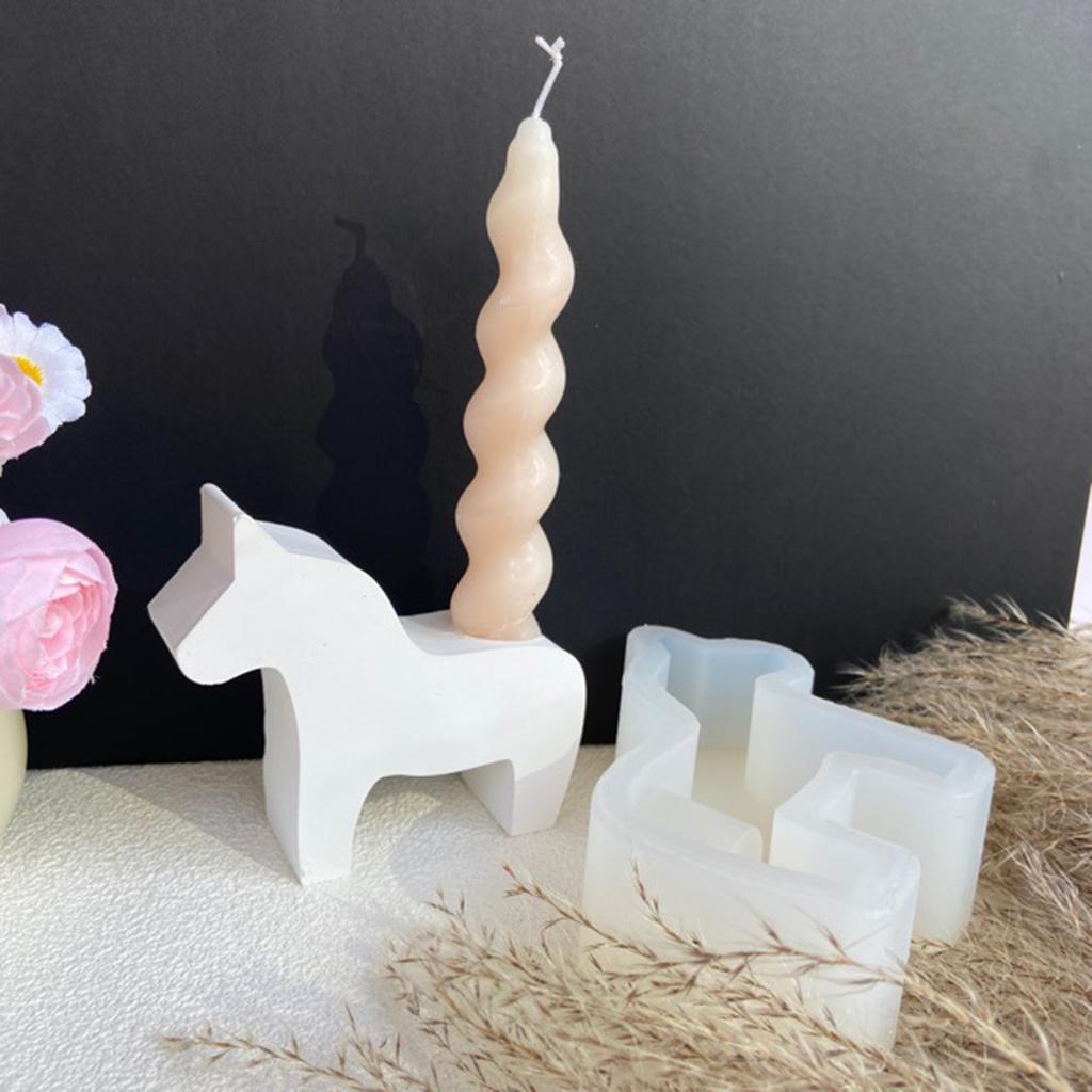 Horse Shape Candlestick Silicone Mold DIY Concrete Cement Plaster Animal Candle Holder Molds Epoxy Resin Candle Stand