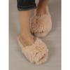 Women's Plush Winter Slippers, Solid Colour Open Toe Soft Bottom Flat Shoes, Comfortable Warm Home Slippers