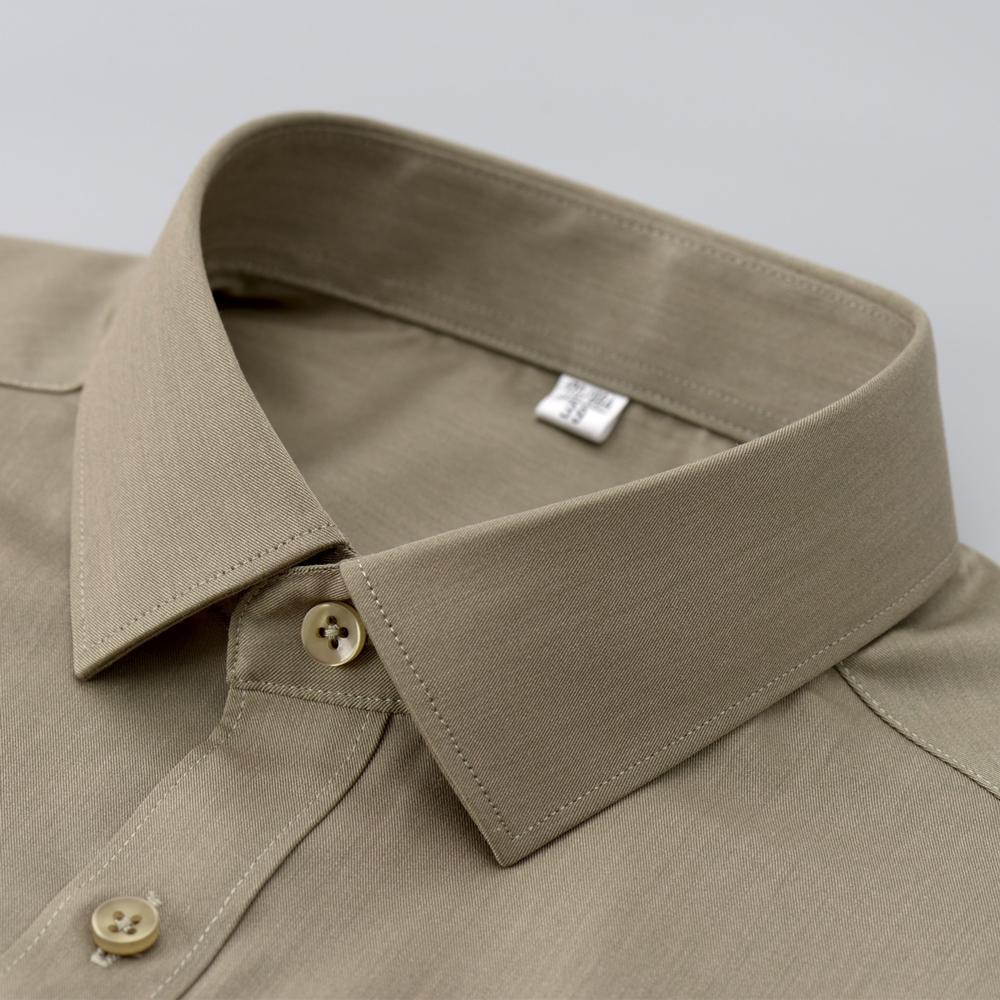 Men's 4-Way Stretch Long Sleeve Wrinkle-Free Dress Shirt without Pocket, Formal Business Solid Color Button-up Menswear Clothing