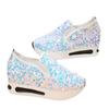 Кроссовки женские Allover Sequin Platform Slip-On Muffin Tennis Flat Женские спортивные туфли-лоферы Slip-on Platform Elegant Shoes