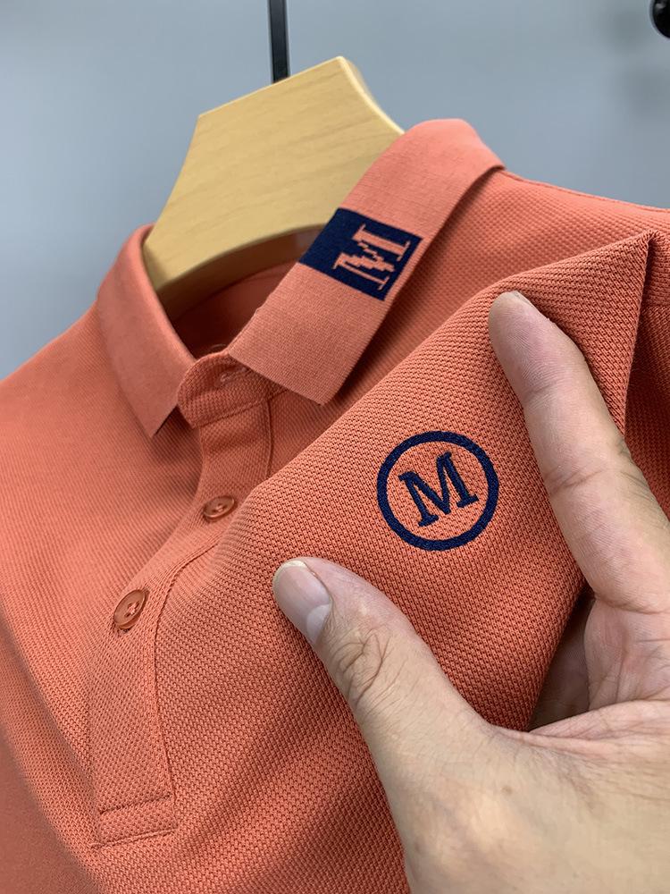 Мужская рубашка поло с коротким рукавом: Летняя повседневная легкая роскошь с вышитым лацканом для модных пап