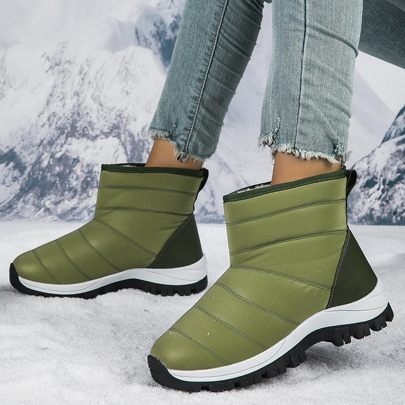 Ladies' Winter Fashionable Anti Slip Wear-resistant and Warm High Top Cotton Shoes with Added Fleece Outdoor Snow Boots
