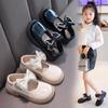 Kids Princess Shoes Glossy Elegant Girls Performance Shoes with Cute Bow 2024 Brand New Children Flats Round Toe Temperament