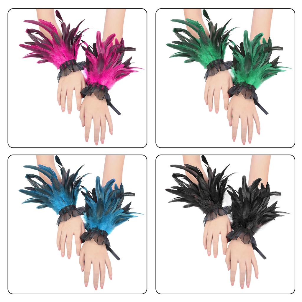 Ethnic Hand Cuffs Vintage 1920s Flapper Women Arm Covers Cosplay Costume Accessory Feathered Arm Sleeves Party Supply