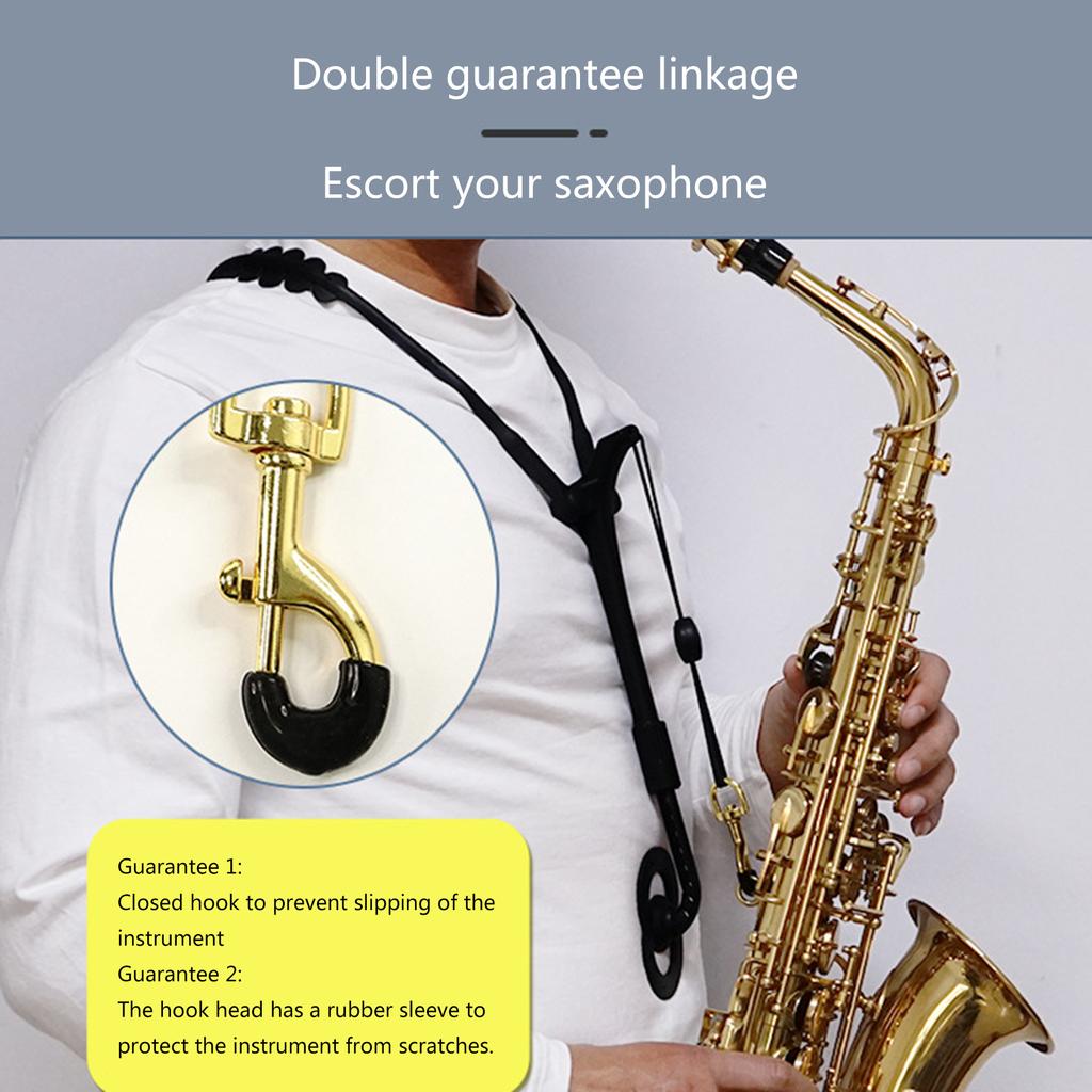 Double Shoulder Sax Strap Saxophone Neck Strap Adjustable Harness Professional Shoulder Harness No Stress On Neck