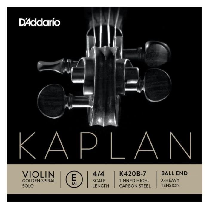 D'Addario K420B-7 - Corde Seule (mi) Violon 4/4 Kaplan, Extrémité À Boule, Extra-Heavy