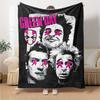 Green Day Punk Rock Flannel Blanket Super Soft Warm Cozy Blanket For Sofa Bed Office Travel Allseason Home Decor Gift