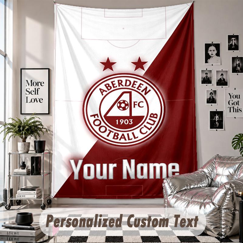 Custom Tapestry Wall Hanging, Aberdeen FC Personalized Name Text Home Wall Decor