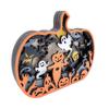 Wooden Halloween Multi-Layer Simulation Pumpkin with Haunted House Ghost and Scarecrow Ornaments Tabletop Ornament