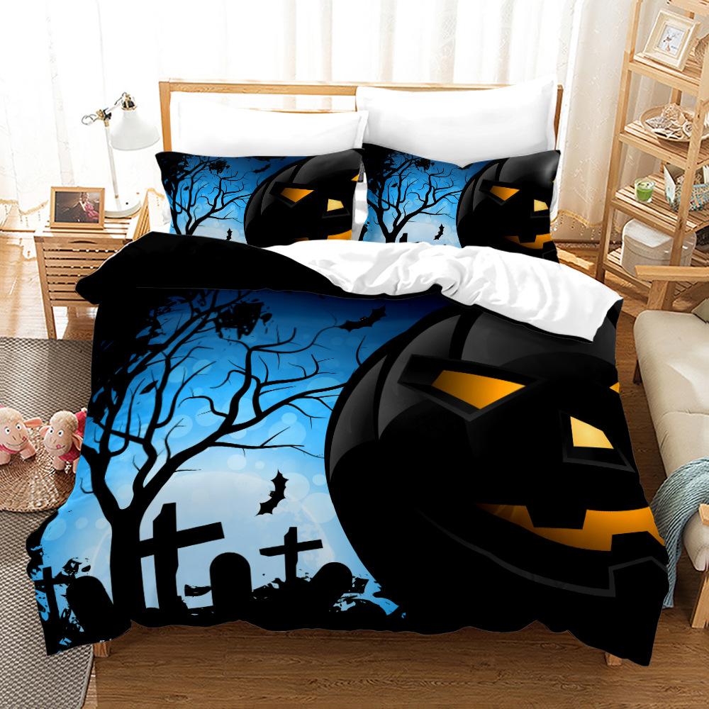 3D Halloween Bedding Set Pumpkin Ghost Quilt Cover Pillow Case 2 or 3 Pieces DE135 * 200 Halloween Atmosphere Decoration Soft Home Decoration