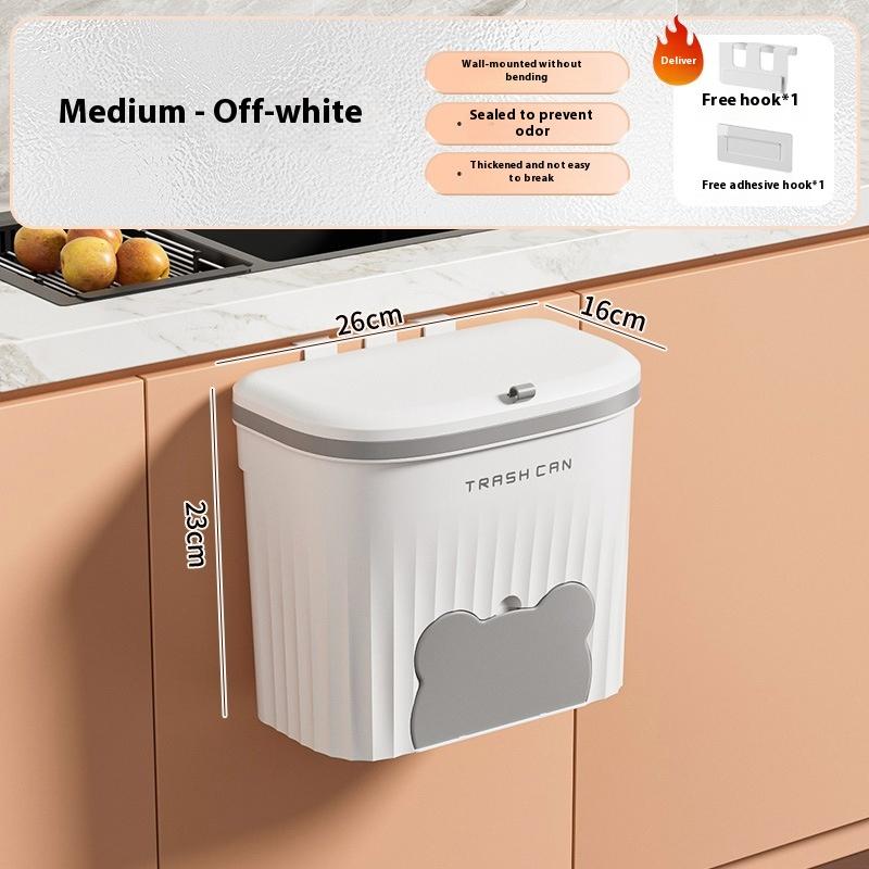 Kitchen Wastebasket Wall Mounted Trash Can With Lid Bathroom Trash Bin Garbage Can For Cabinet Under Sink Compost Bin
